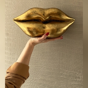 Bloempot - Planter Gouden Lippen - 37.3x14.2x17 cm
